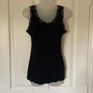 Apt. 9 Black Lace V Neck Mini Rib Tank